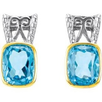 CleverEve Luxury Series One Pair of 14K Yellow Gold & Sterling Silver Earrings w/ Genuine Swiss Blue Topaz 9.00 x 7.00mm CleverEve Luxury Series One Pair of 14K Yellow Gold & Sterling Silver Earrings w/ Genuine Swiss Blue Topaz 9.00 x 7.00mm