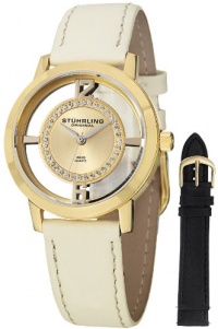 Stuhrling Original Women's 388L2.SET.02 Winchester Tiara 23 Yellow Gold-Plated Stainless Steel and Swarovski Crystal Watch with Additional Leather Strap