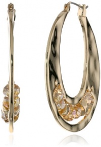 Kenneth Cole New York Shiny Metals Faceted Bead Gold Sculptural Hoop Earrings Kenneth Cole New York Shiny Metals Faceted Bead Gold Sculptural Hoop Earrings