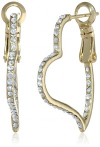 Betsey Johnson Pink & Gold Boost Pave Crystal Heart Hoop Earrings Betsey Johnson Pink & Gold Boost Pave Crystal Heart Hoop Earrings