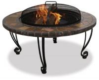 UniFlame WAD820SP 34-Inch Slate & Marble Firepit with Copper Accents UniFlame WAD820SP 34-Inch Slate & Marble Firepit with Copper Accents