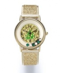 Charter Club Women's Christmas Tree Gold Tone Glitter Bracelet Watch Charter Club Women's Christmas Tree Gold Tone Glitter Bracelet Watch