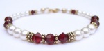 Damali Gold Filled and Vermeil Swarovski Elements January Birthstone Garnet Color Crystal Beads and Freshwater Cultured Pearl Bracelet Damali Gold Filled and Vermeil Swarovski Elements January Birthstone Garnet Color Crystal Beads and Freshwater Cultured Pearl Bracelet