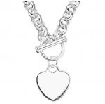 Giani Bernini 17 Sterling Silver Engraveable Heart on Rolo Chain Toggle Necklace
