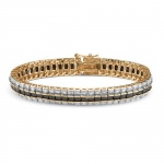 13.75 TCW Princess-Cut Midnight Sapphire and Diamond Accented Tennis Bracelet in 18k Gold-Plated