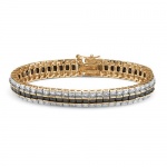 13.75 TCW Princess-Cut Midnight Sapphire and Diamond Accented Tennis Bracelet in 18k Gold-Plated 13.75 TCW Princess-Cut Midnight Sapphire and Diamond Accented Tennis Bracelet in 18k Gold-Plated