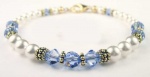 Damali Gold Filled and Vermeil Swarovski Elements September Birthstone Sapphire Color Crystal Beads and Freshwater Cultured Pearl Bracelet