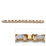 Men's 3.50 TCW Round Cubic Zirconia 14k Yellow Gold-Plated Bar-Link Bracelet 8 3/4 Men's 3.50 TCW Round Cubic Zirconia 14k Yellow Gold-Plated Bar-Link Bracelet 8 3/4