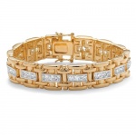 PalmBeach Jewelry Men's 10.35 TCW Square Cubic Zirconia 14k Gold-Plated Link Bracelet 8 1/4 PalmBeach Jewelry Men's 10.35 TCW Square Cubic Zirconia 14k Gold-Plated Link Bracelet 8 1/4