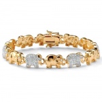 1.32 TCW Round Cubic Zirconia 14k Yellow Gold-Plated Elephant-Link Pave Bracelet 8