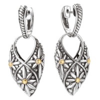 925 Silver Bold Floral Design Earrings with 18k Gold Accents 925 Silver Bold Floral Design Earrings with 18k Gold Accents