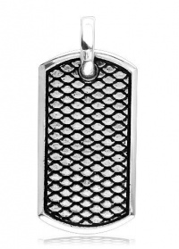 Sterling Silver 925 Large Hardcore Metal Reptile Python Snake Skin Dog Tag Pendant, 1.25 Inches