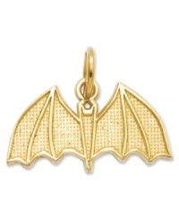You'll go batty for this cute charm! Perfect for Halloween, this textured bat charm is crafted in 14k gold. Approximate length: 3/5 inch. Approximate width: 7/10 inch. You'll go batty for this cute charm! Perfect for Halloween, this textured bat charm is crafted in 14k gold. Approximate length: 3/5 inch. Approximate width: 7/10 inch.