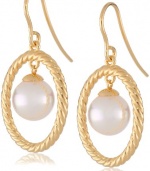 Majorica 10 mm White Round Pearl Drop in Oval Drop Earrings