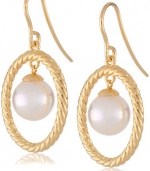 Majorica 10 mm White Round Pearl Drop in Oval Drop Earrings