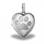 Sterling Silver Dogs Paw Print Sweetheart Heart Locket 3/4 inch x 3/4 inch