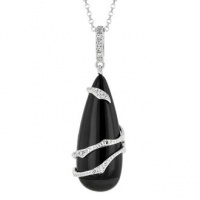 14K White Gold 6.53ct Wrapped in Diamond & Various Black Onyx Gemstone Necklace