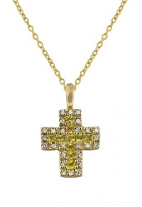 Effy Jewlery 14K Yellow Gold Diamond & Yellow Sapphire Cross Pendant