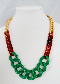 Gold Chunky Link Chain w/ Green and Tortoise Shell Links Gold Chunky Link Chain w/ Green and Tortoise Shell Links