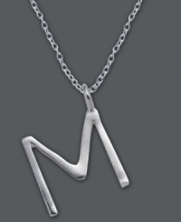 The perfect personalized gift. A polished sterling silver pendant features the letter M with a chic asymmetrical shape. Comes with a matching chain. Approximate length: 18 inches. Approximate drop: 7/8 inch. The perfect personalized gift. A polished sterling silver pendant features the letter M with a chic asymmetrical shape. Comes with a matching chain. Approximate length: 18 inches. Approximate drop: 7/8 inch.