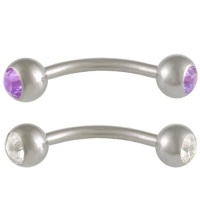 16g 16 gauge (1.2mm), 3/8 Inches (10mm) long - surgical steel eyebrow lip bars ear tragus rings earrings curved curve barbell straight bar with swarovski crystal clear and Violet lot AINI - Pierced Body Piercing Jewelry- Set of 2 16g 16 gauge (1.2mm), 3/8 Inches (10mm) long - surgical steel eyebrow lip bars ear tragus rings earrings curved curve barbell straight bar with swarovski crystal clear and Violet lot AINI - Pierced Body Piercing Jewelry- Set of 2