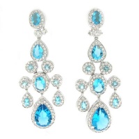 Very Chic Chandelier Earrings w/Aqua Blue & White CZs Very Chic Chandelier Earrings w/Aqua Blue & White CZs