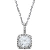 CleverEve 2014 Designer Series Halo-Styled Sterling Silver & .015 ct tw Diamond Pendant Necklace 18 w/ 7mm Synthesized Center Stone in Your Choice of Sapphire, Amethyst, Aquamarine, Citrine, Emerald, Pearl, Garnet, Opal, Peridot, Ruby, Blue Topaz, or Whi