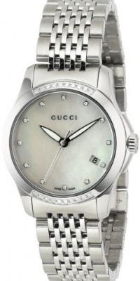 Gucci Women's YA126510 G-Timeless Diamond MOP White Dial Watch Gucci Women's YA126510 G-Timeless Diamond MOP White Dial Watch