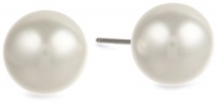 Sterling Silver Round White Shell Pearl Stud Earrings (10-10.5mm ) Sterling Silver Round White Shell Pearl Stud Earrings (10-10.5mm )