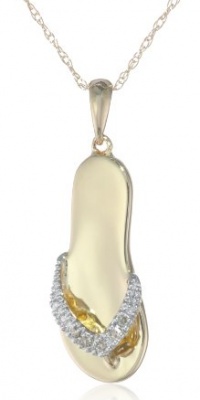 10k Yellow Gold Diamond Flip Flop Pendant (.025 cttw, I-J Color, I3 Clarity), 18 10k Yellow Gold Diamond Flip Flop Pendant (.025 cttw, I-J Color, I3 Clarity), 18