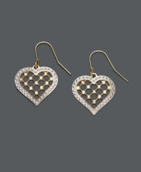 Embrace your feminine side with these flirty heart charm earrings. Crafted in 14k gold, earrings feature an intricate filigree design. Approximate drop: 7/8 inch. Embrace your feminine side with these flirty heart charm earrings. Crafted in 14k gold, earrings feature an intricate filigree design. Approximate drop: 7/8 inch.