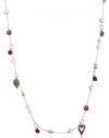 Betsey Johnson Hanging Hearts Boost Crystal Heart Long Necklace, 38
