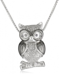 XPY Sterling Silver Diamond Owl Pendant Necklace (0.109 Cttw I-J Color, I2-I3 Clarity), 18 XPY Sterling Silver Diamond Owl Pendant Necklace (0.109 Cttw I-J Color, I2-I3 Clarity), 18