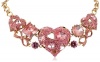 Betsey Johnson Iconic Pinkalicious Crystal Heart and Gem Necklace, 19