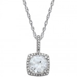 CleverEve 2014 Designer Series Halo-Styled Sterling Silver & .015 ct tw Diamond Pendant Necklace 18 w/ 7mm Synthesized Center Stone in Your Choice of Sapphire, Amethyst, Aquamarine, Citrine, Emerald, Pearl, Garnet, Opal, Peridot, Ruby, Blue Topaz, or Whi CleverEve 2014 Designer Series Halo-Styled Sterling Silver & .015 ct tw Diamond Pendant Necklace 18 w/ 7mm Synthesized Center Stone in Your Choice of Sapphire, Amethyst, Aquamarine, Citrine, Emerald, Pearl, Garnet, Opal, Peridot, Ruby, Blue Topaz, or Whi