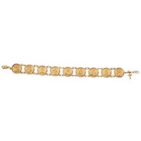 CleverEve Luxury Series 14K Yellow Gold 9.50 grams Polished Traditional Saints Bracelet/ Chain 7.5