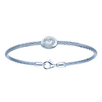 Gabriel 0.08 Carat Diamond Heart Stainless Steel Cable and Sterling Silver Bracelet Gabriel 0.08 Carat Diamond Heart Stainless Steel Cable and Sterling Silver Bracelet