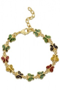 Lily Nily Children's 18k Gold Overlay Multi Colored Enamel Butterfly Bracelet Lily Nily Children's 18k Gold Overlay Multi Colored Enamel Butterfly Bracelet