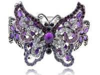 Purple Amethyst Clear Crystal Rhinestone Butterfly Insect Bracelet Bangle Cuff Purple Amethyst Clear Crystal Rhinestone Butterfly Insect Bracelet Bangle Cuff