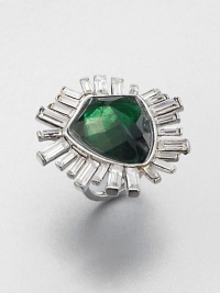 From the Miss Havisham Bel Air Collection. Faceted green tourmaline stone framed with sparkling Swarovski crystals. Hydro green tourmalineRhodium-platingSwarovski crystalsWidth, about 1.5Made in USA From the Miss Havisham Bel Air Collection. Faceted green tourmaline stone framed with sparkling Swarovski crystals. Hydro green tourmalineRhodium-platingSwarovski crystalsWidth, about 1.5Made in USA