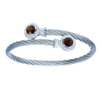 Gabriel Steel and Sterling Silver Cable Bangle Set With 2.53 Carats Smoky Quartz Gabriel Steel and Sterling Silver Cable Bangle Set With 2.53 Carats Smoky Quartz