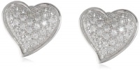 Sterling Silver Simulated Diamond Pave Heart Earrings Sterling Silver Simulated Diamond Pave Heart Earrings