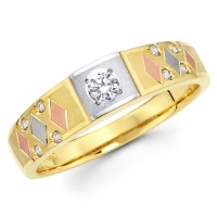 14K 3 Tri-color Gold Round-cut Diamond Women's Wedding Ring Band (0.13 CTW., G-H Color, SI1-2 Clarity) 14K 3 Tri-color Gold Round-cut Diamond Women's Wedding Ring Band (0.13 CTW., G-H Color, SI1-2 Clarity)