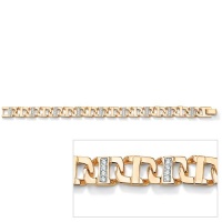 Men's 1.19 TCW Round Cubic Zirconia 14k Yellow Gold-Plated Mariner-Link Bracelet 8 Men's 1.19 TCW Round Cubic Zirconia 14k Yellow Gold-Plated Mariner-Link Bracelet 8