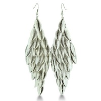 Silver Tone Textured 4 Inch Dangle Drop Chandelier Earrings Silver Tone Textured 4 Inch Dangle Drop Chandelier Earrings