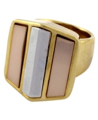 Make an impact. The chunky shield-shaped design of Vince Camuto's standout cocktail ring will attract a crowd. Crafted in rose gold, silver, and gold-plated mixed metal. Approximate design size: 1 inch. Size 8. Make an impact. The chunky shield-shaped design of Vince Camuto's standout cocktail ring will attract a crowd. Crafted in rose gold, silver, and gold-plated mixed metal. Approximate design size: 1 inch. Size 8.