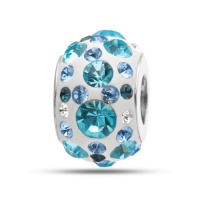 Blue Kaleidoscope Crystal Bead In Sterling Silver Blue Kaleidoscope Crystal Bead In Sterling Silver