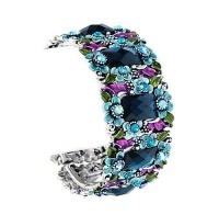 Beautiful Blue Flower and Crystal Cuff Bangle Bracelet Beautiful Blue Flower and Crystal Cuff Bangle Bracelet