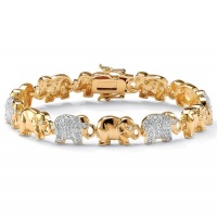 1.32 TCW Round Cubic Zirconia 14k Yellow Gold-Plated Elephant-Link Pave Bracelet 8 1.32 TCW Round Cubic Zirconia 14k Yellow Gold-Plated Elephant-Link Pave Bracelet 8