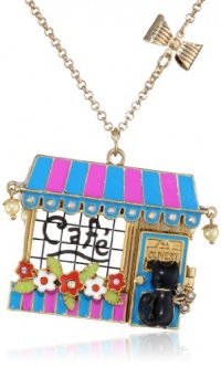 Betsey Johnson Paris is Always a Good Idea Café and Cat Pendant Long Necklace, 41 Betsey Johnson Paris is Always a Good Idea Café and Cat Pendant Long Necklace, 41